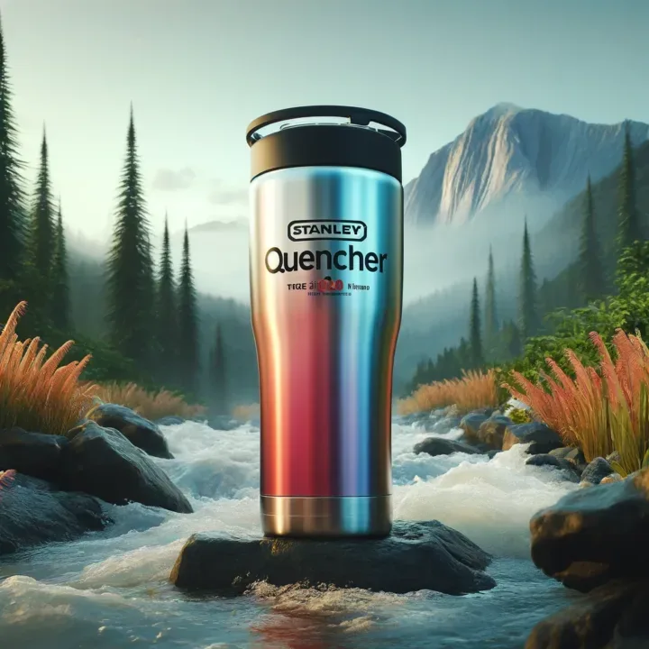 2024 Stanley Quencher H2.0 Tumbler showcased in an outdoor adventure setting, highlighting its features and durability